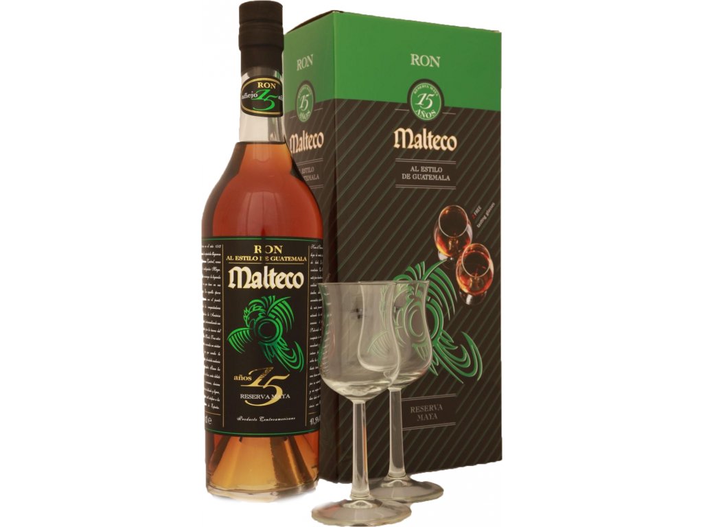 Malteco 15 y. Rum + 2 skleničky 0,7l 41,5 % 