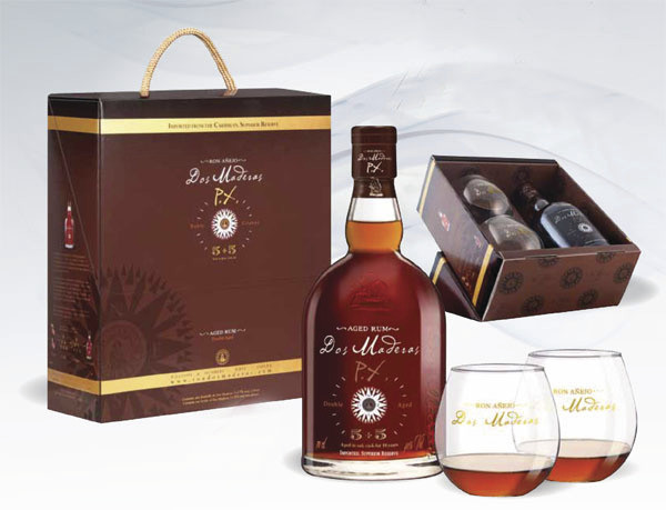 Dos Maderas Rum 5+5 0,7l 40 % + 2 skleničky v dárkové kazetě